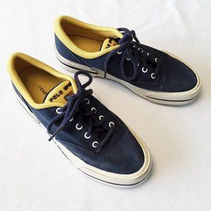 Polo Navy with yellow trim sneakers/boat shoes